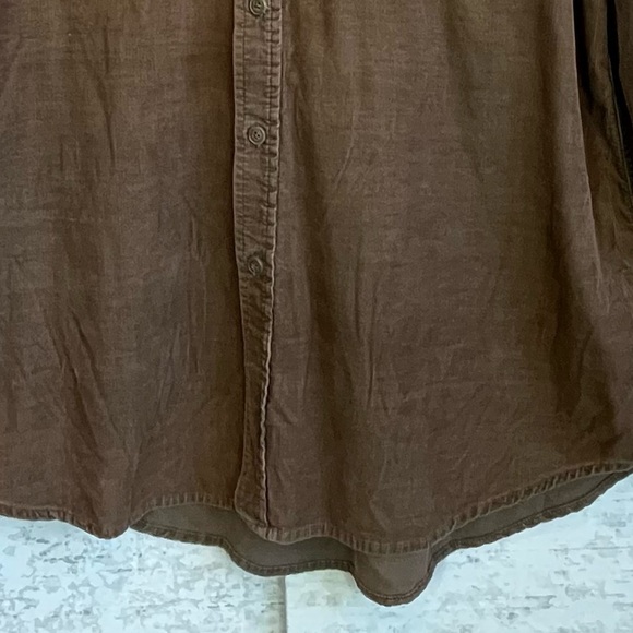 Mens Chocolate Brown Y2K Corduroy Button Up Shirt Size Large Grunge Layering - Picture 3 of 15